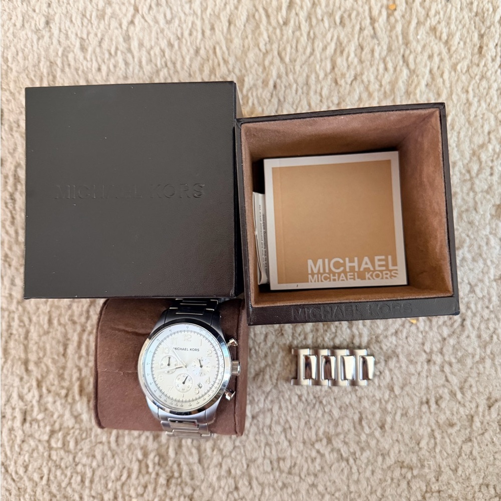 MK Women's Bradshaw Silver-Tone Stainless Steel Bracelet Watch 36mm